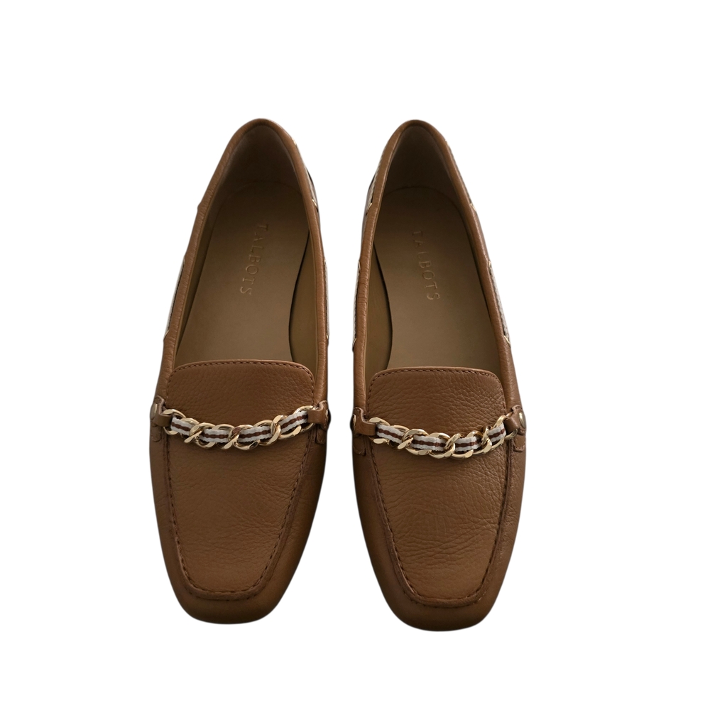 Talbots Leather Loafer sz 8M Women Classic Style Flat Slip on Shoes camel gold